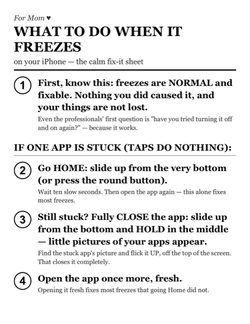 Sample sheet: What to do when it freezes