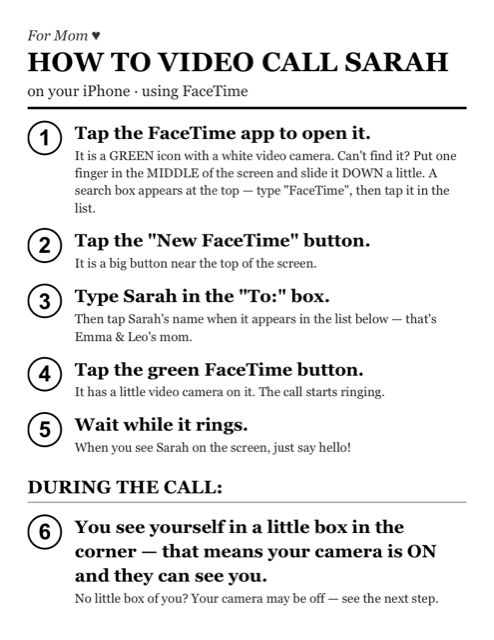 Sample sheet: How to video call family on your iPhone with FaceTime